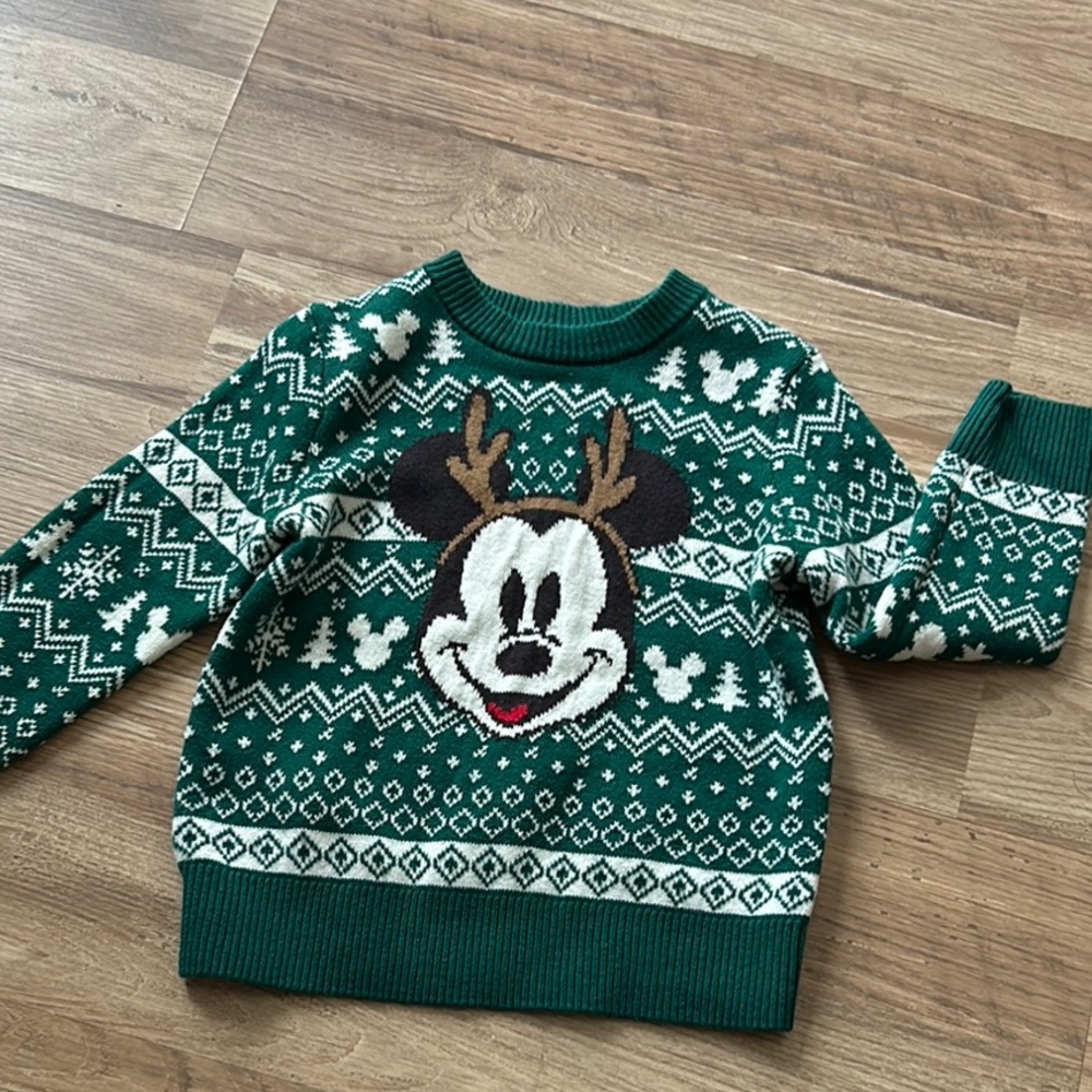 Disney Green Christmas Mickey Mouse Sweater